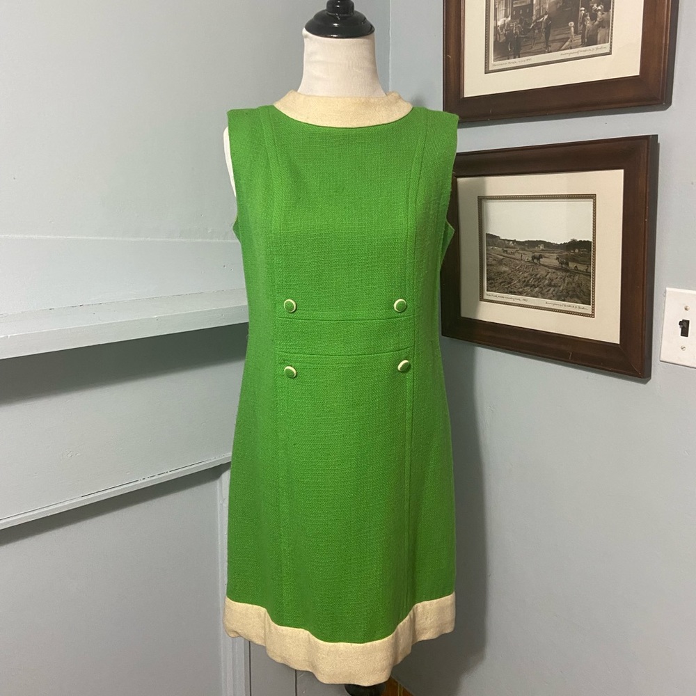 1960s Mod Vintage Green Dress